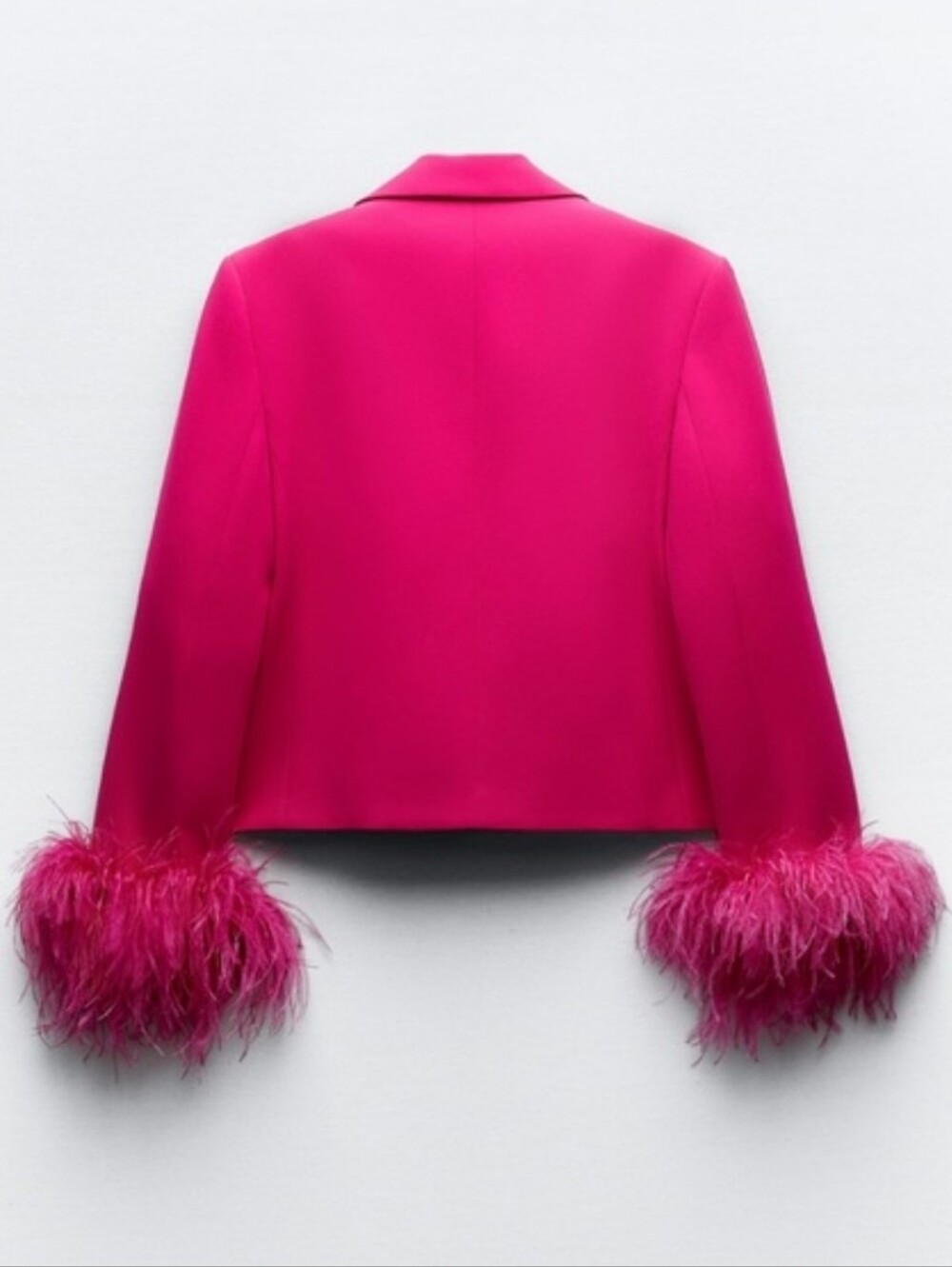 Zara cropped feather blazer pink size M - Picture 14 of 15